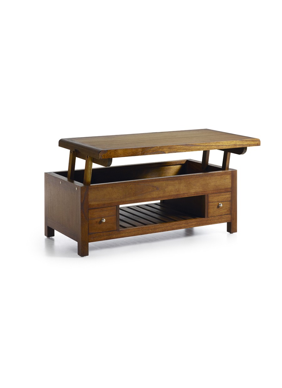 Mesa de centro Flash 2 cajones y 1 hueco con top elevable 110x55x45-65 Ref. 1046/301559 Moycor