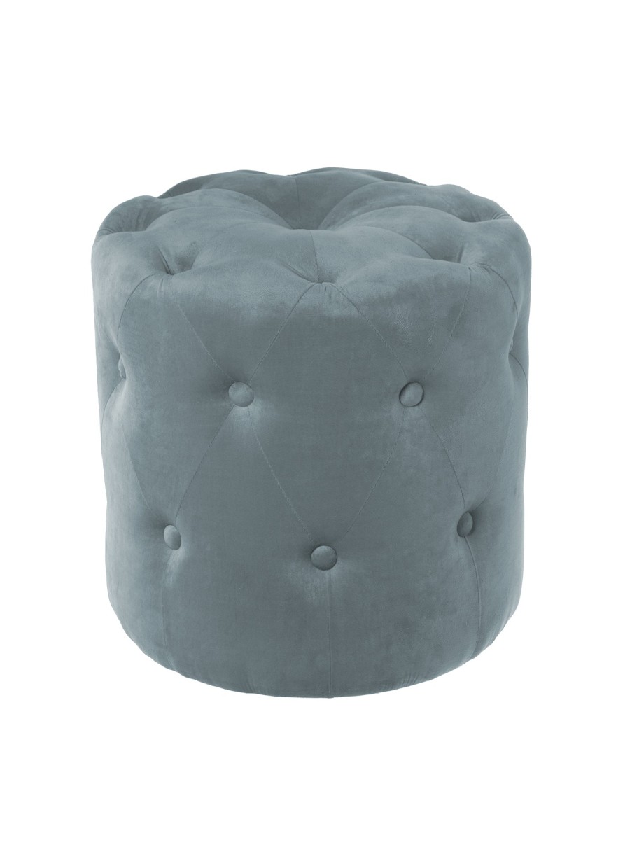 Puff Bima Capitoné y Madera, Azul...