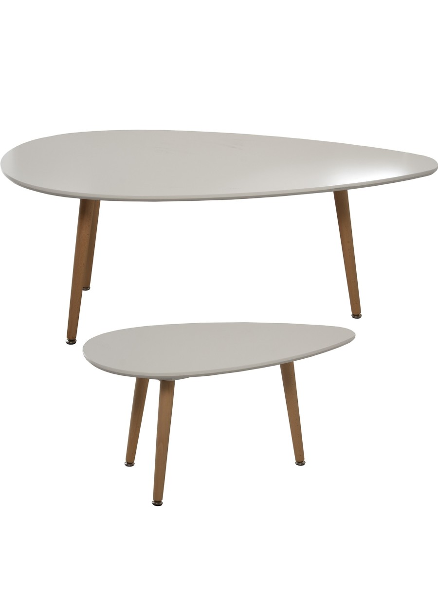 2 Mesas Madera y Blanco 116x67x45 cm