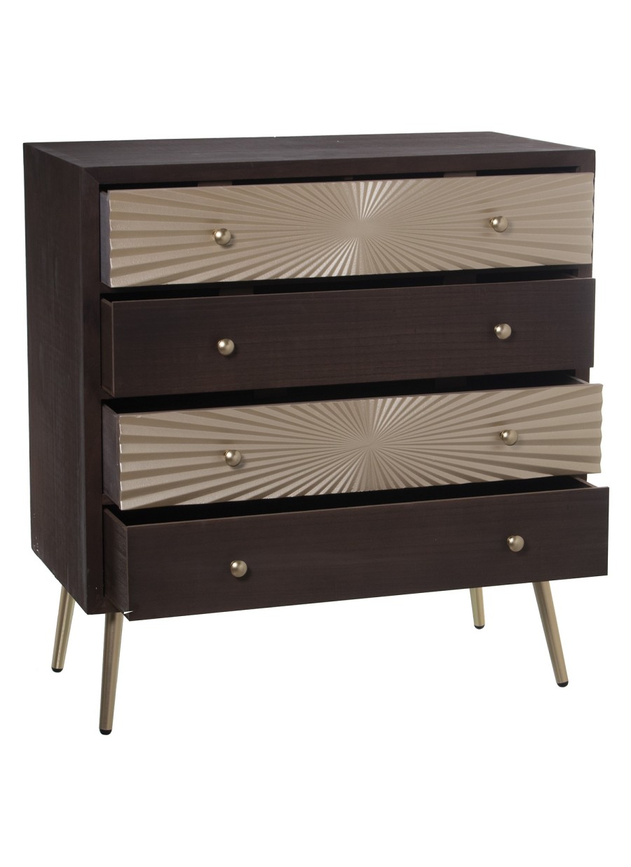 Cómoda Aura Madera y Dorado 80x40x86cm