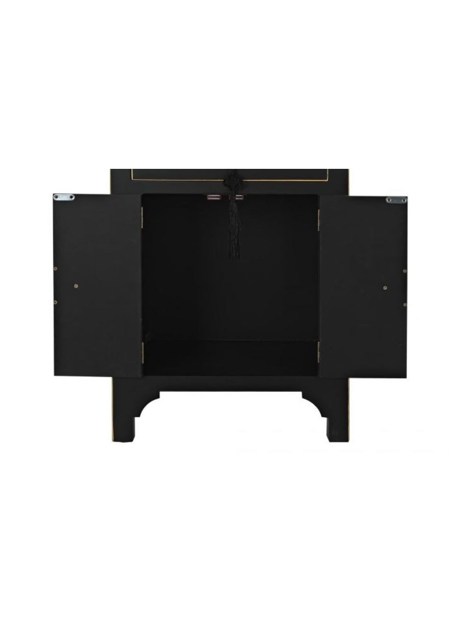 Mesita de Noche Japón Abeto MDF Negro...