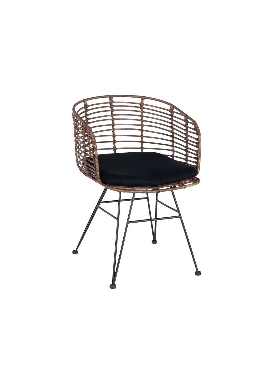 Silla Marrón Negro Ratán/Metal...