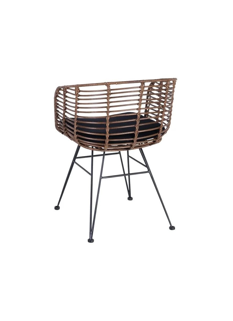 Silla Marrón Negro Ratán/Metal...