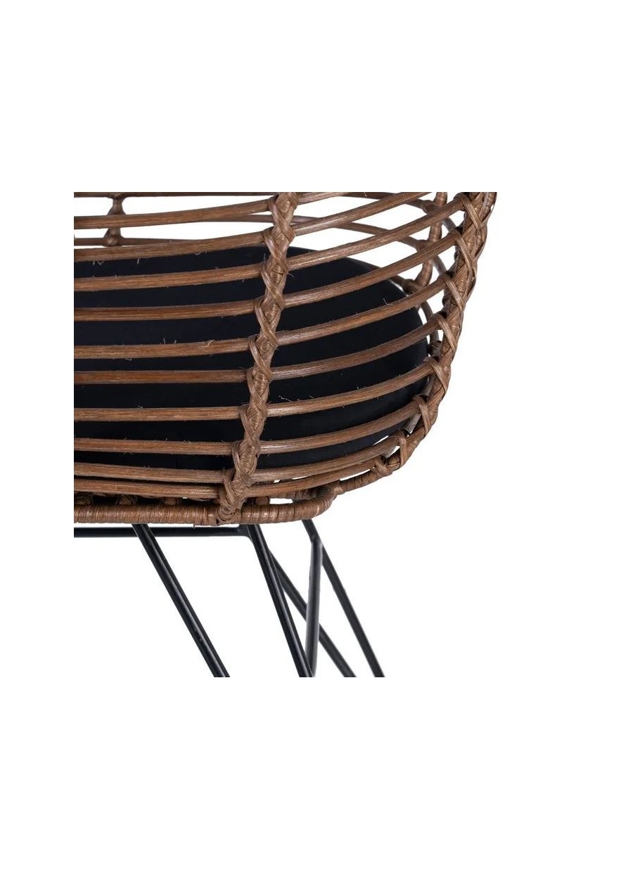 Silla Marrón Negro Ratán/Metal...