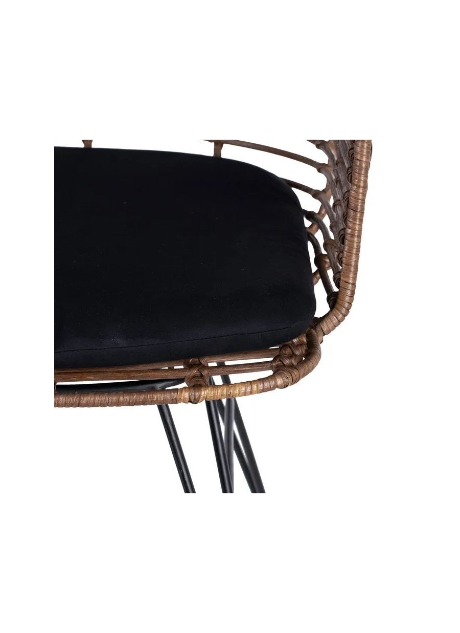 Silla Marrón Negro Ratán/Metal...