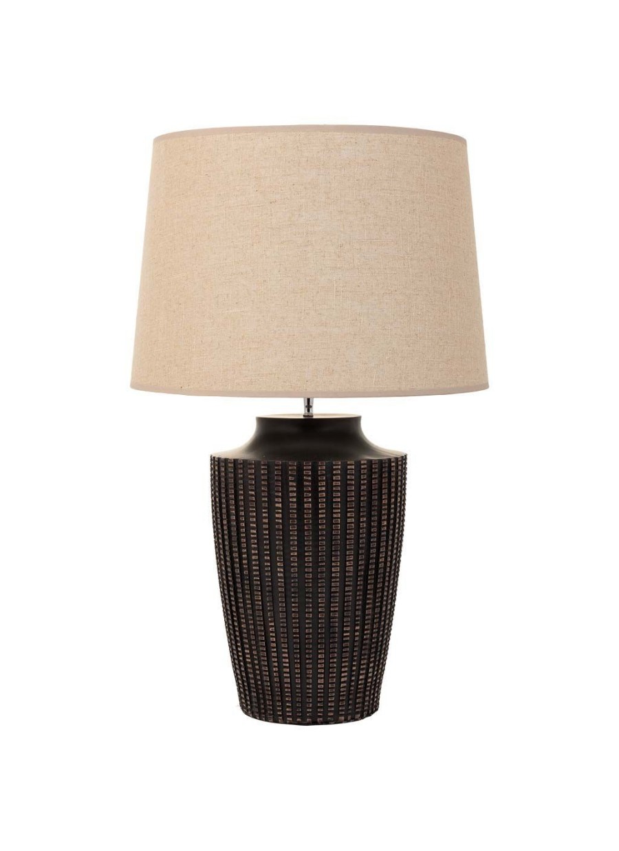 Lámpara De Mesa Poliresina Marrón...