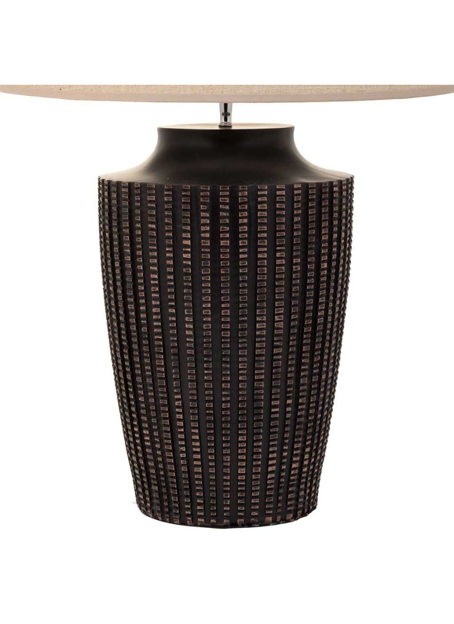 Lámpara De Mesa Poliresina Marrón...