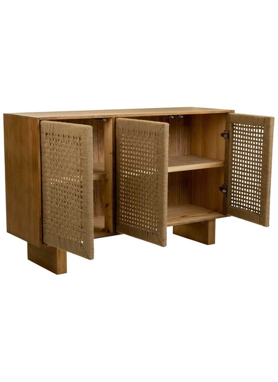 Aparador Madera Y Cuerda Marrón...