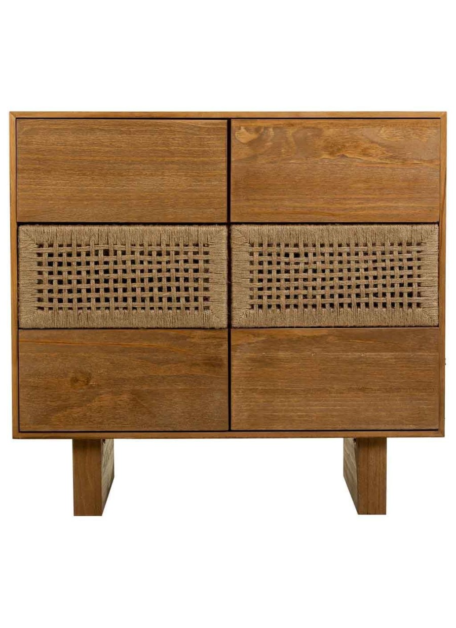 Cómoda Madera Y Cuerda 6 Cajones...