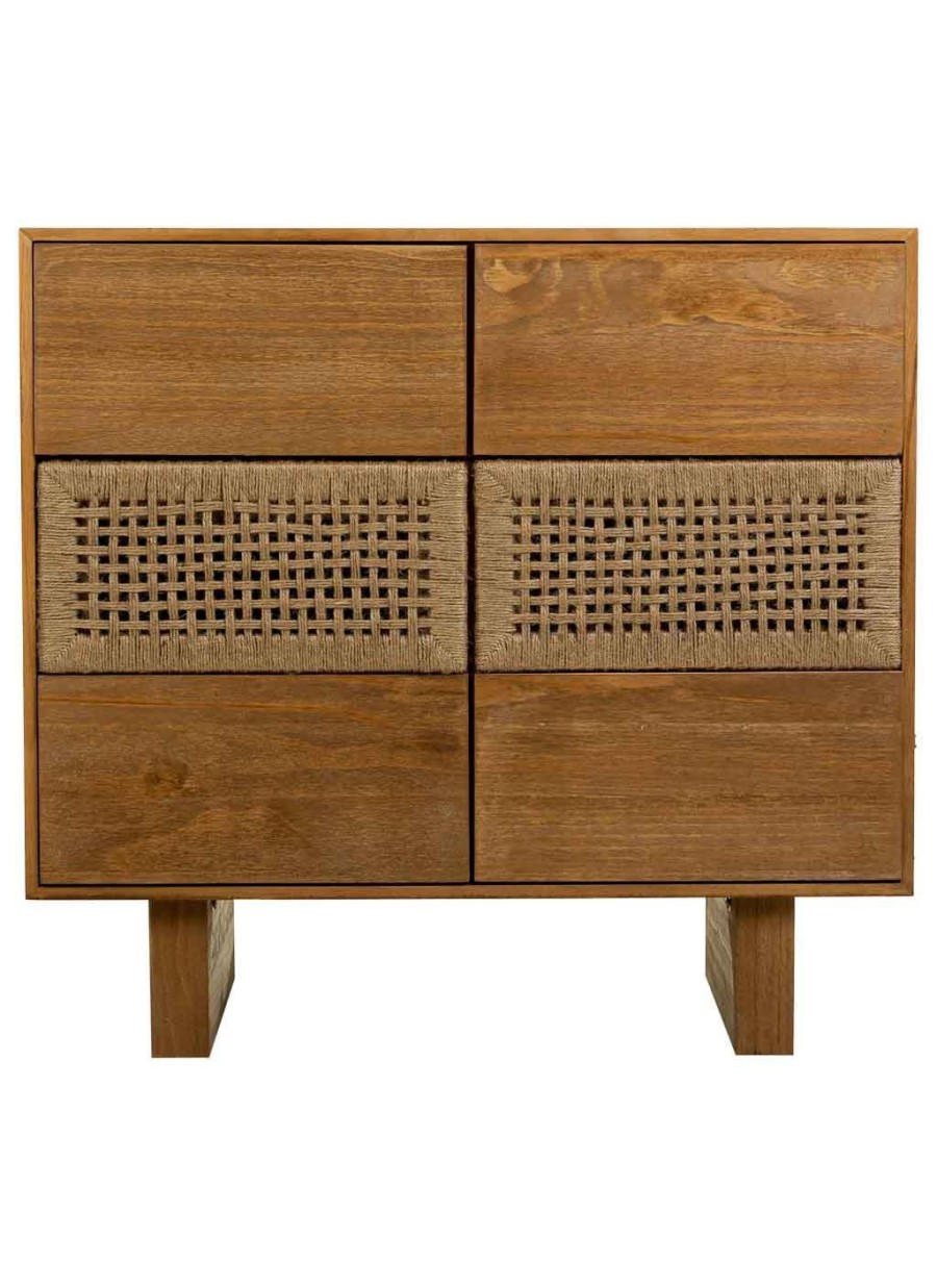 Cómoda Madera Y Cuerda 6 Cajones...