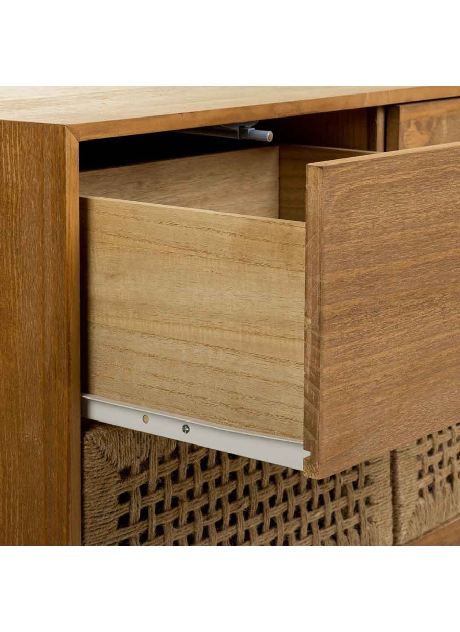 Cómoda Madera Y Cuerda 6 Cajones...