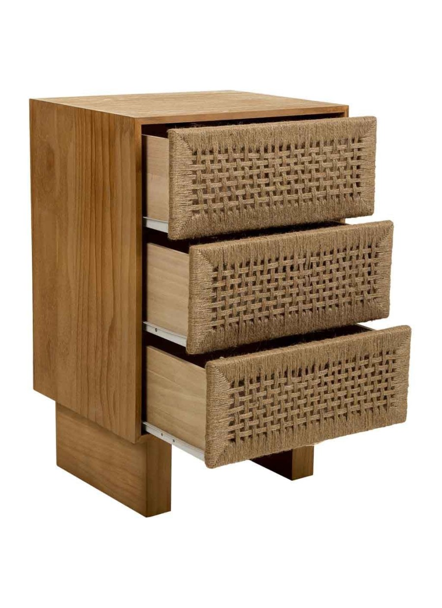 Mesita De Noche De Madera Y Cuerda...