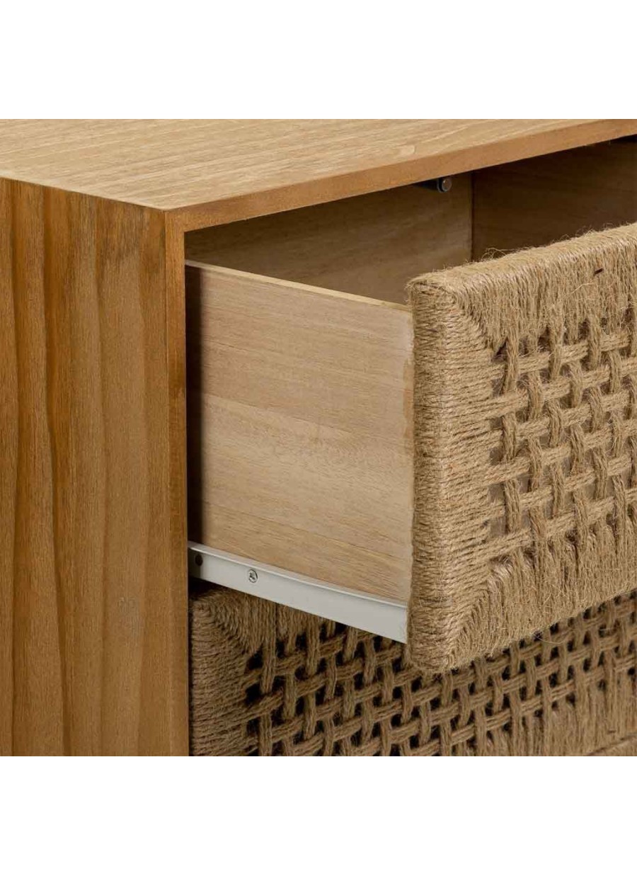 Mesita De Noche De Madera Y Cuerda...