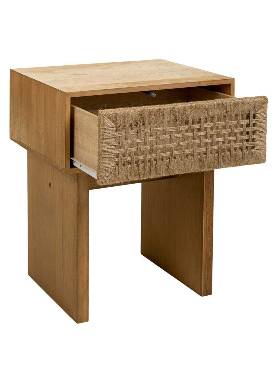Mesita De Noche Madera Y Cuerda...