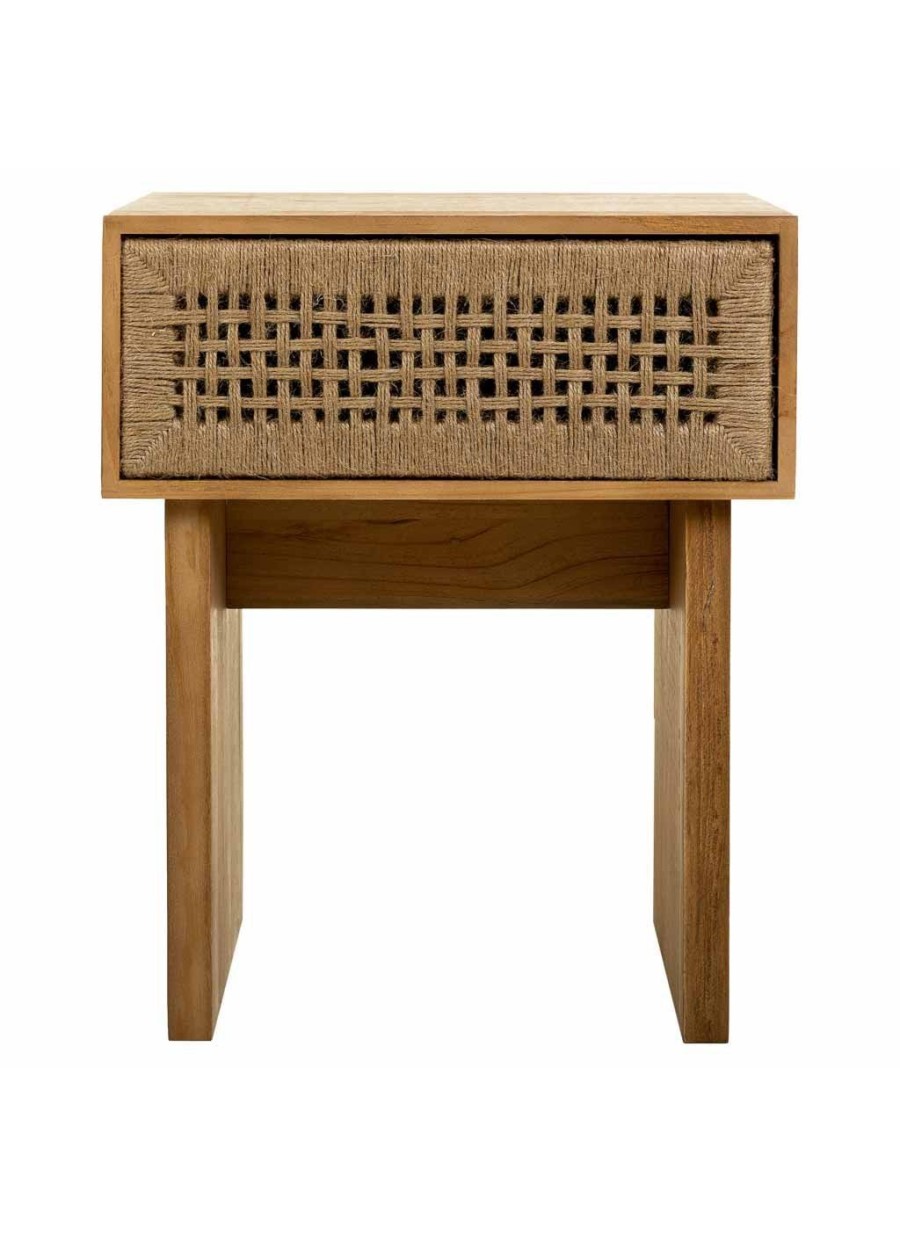Mesita De Noche Madera Y Cuerda...