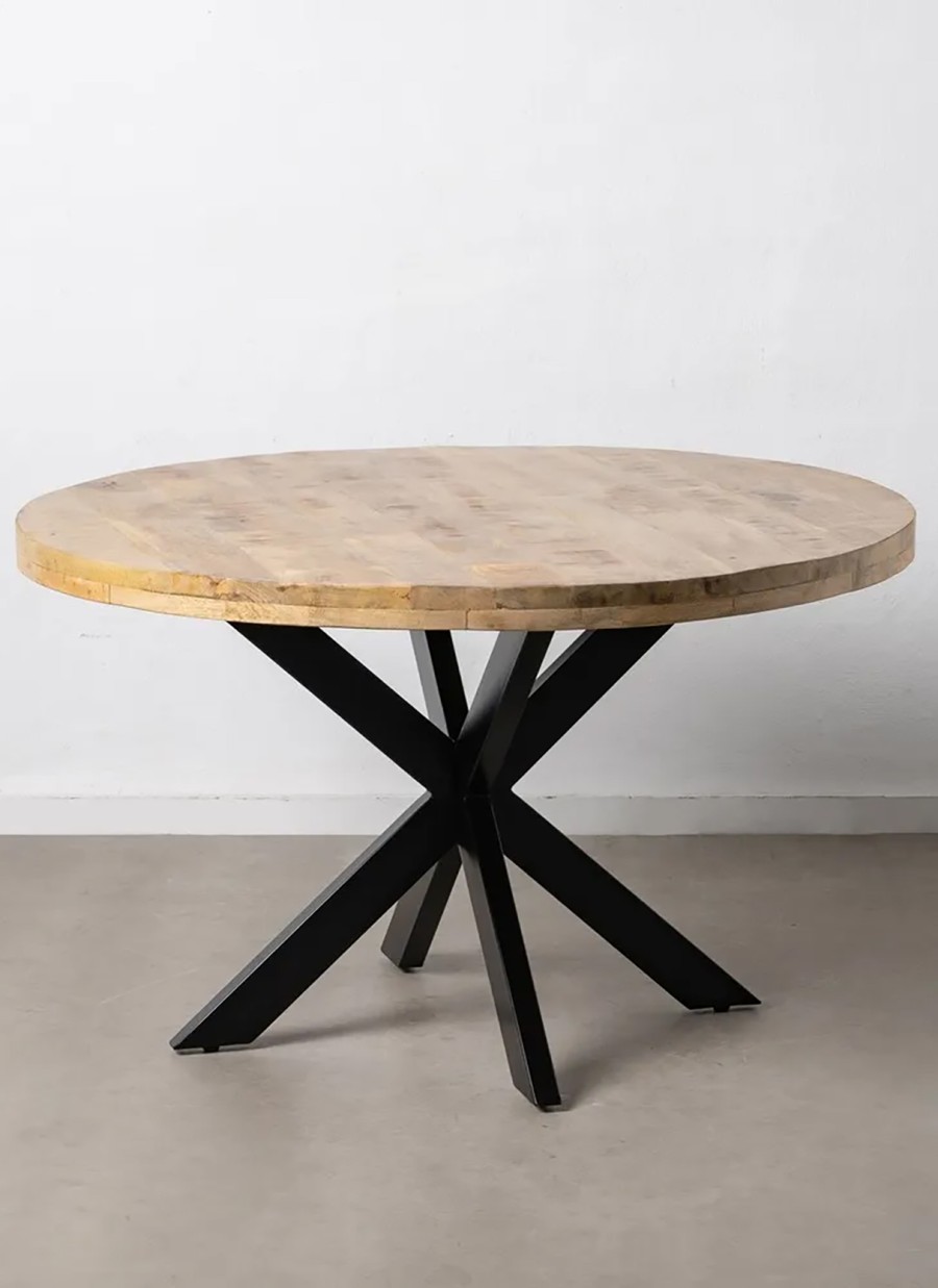 Mesa Vera Madera y Hierro 130x130x77 cm