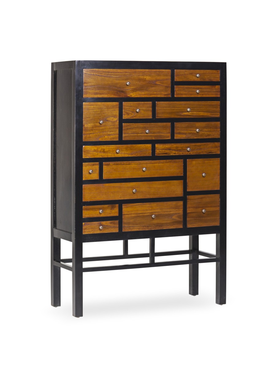 Cajonera 18 Cajones Negra 100x40x145cm