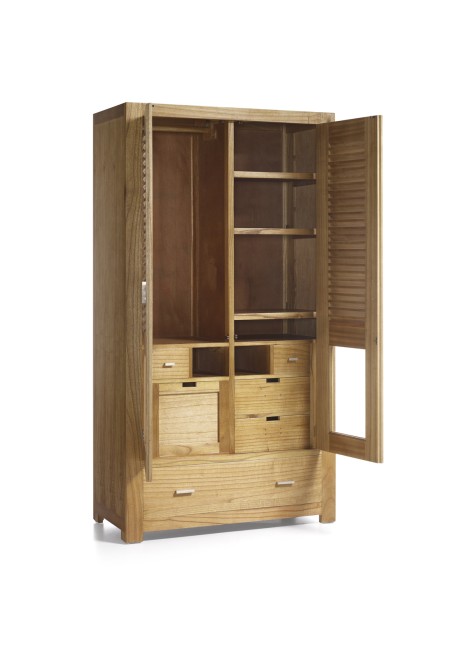 Armario Natural 5 Cajones 2 Puertas + Zapatero 108x50x200cm  Ref.1046/30962 Moycor. 2