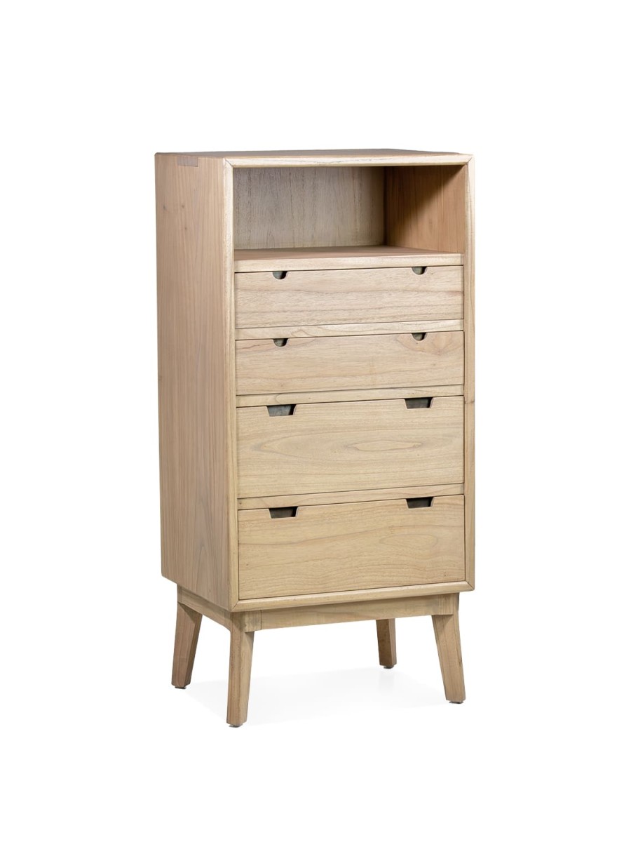 Cómoda Alta Scandi 4 Cajones 1 Hueco 60x45x125cm Ref. 1046/318004Moycor.