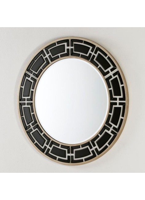 Espejo redondo CRISTAL BLANCO Y NEGRO 110x2x110 Ref. 457/36609/00 Thai Natura