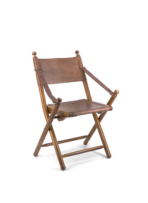 Silla Tarlton Plegable Madera Y Cuero 56x53x90 cm Ref. 1046/4020Moycor.