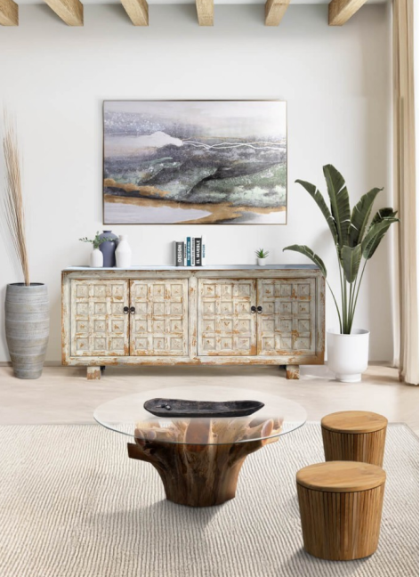 Bufet Córdoba 4 Puertas Blanqueado 206x45x87cm