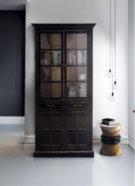 Vitrina Cordoba 2 Cajones 4 Puertas Negra 100x45x205