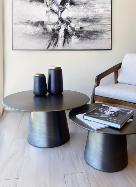 Mesa Centro Dorada S/2 80x80x40 / 60x60x37