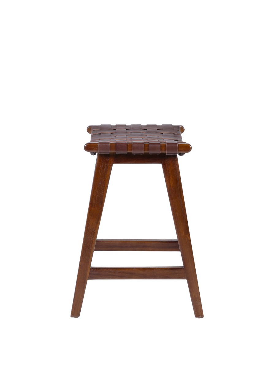 Taburete Trenza Piel Alto 45x47x60cm