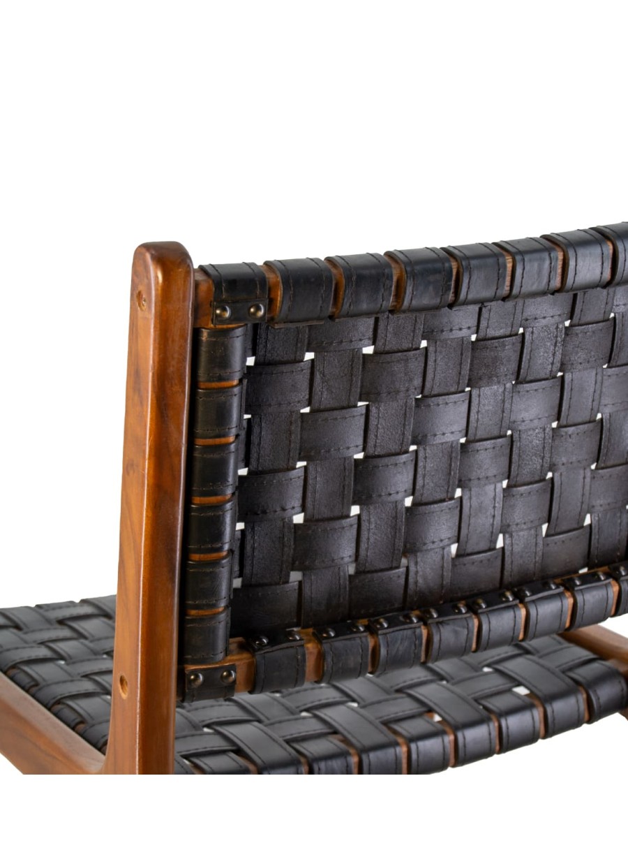 Silla Teka Piel Negra  51x56x88cm