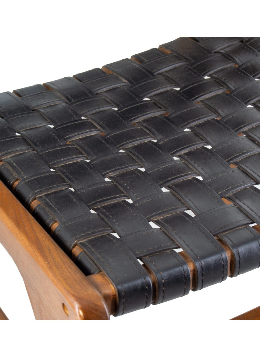 Silla Teka Piel Negra  51x56x88cm