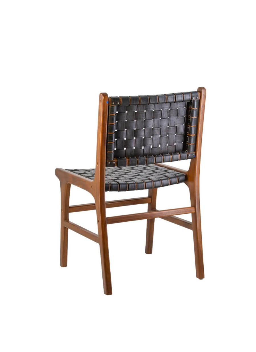 Silla Teka Piel Negra  51x56x88cm