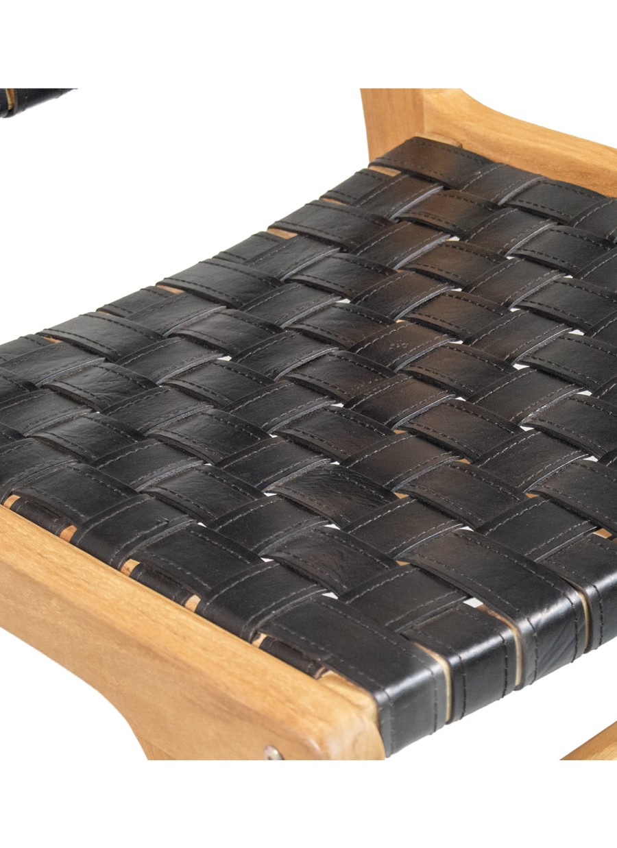 Silla Teka Natural Piel Negra...