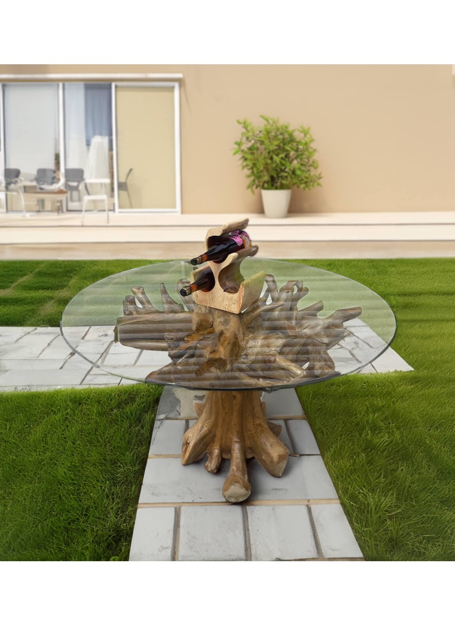 Mesa Raíz Teka Blanqueada Con Cristal...