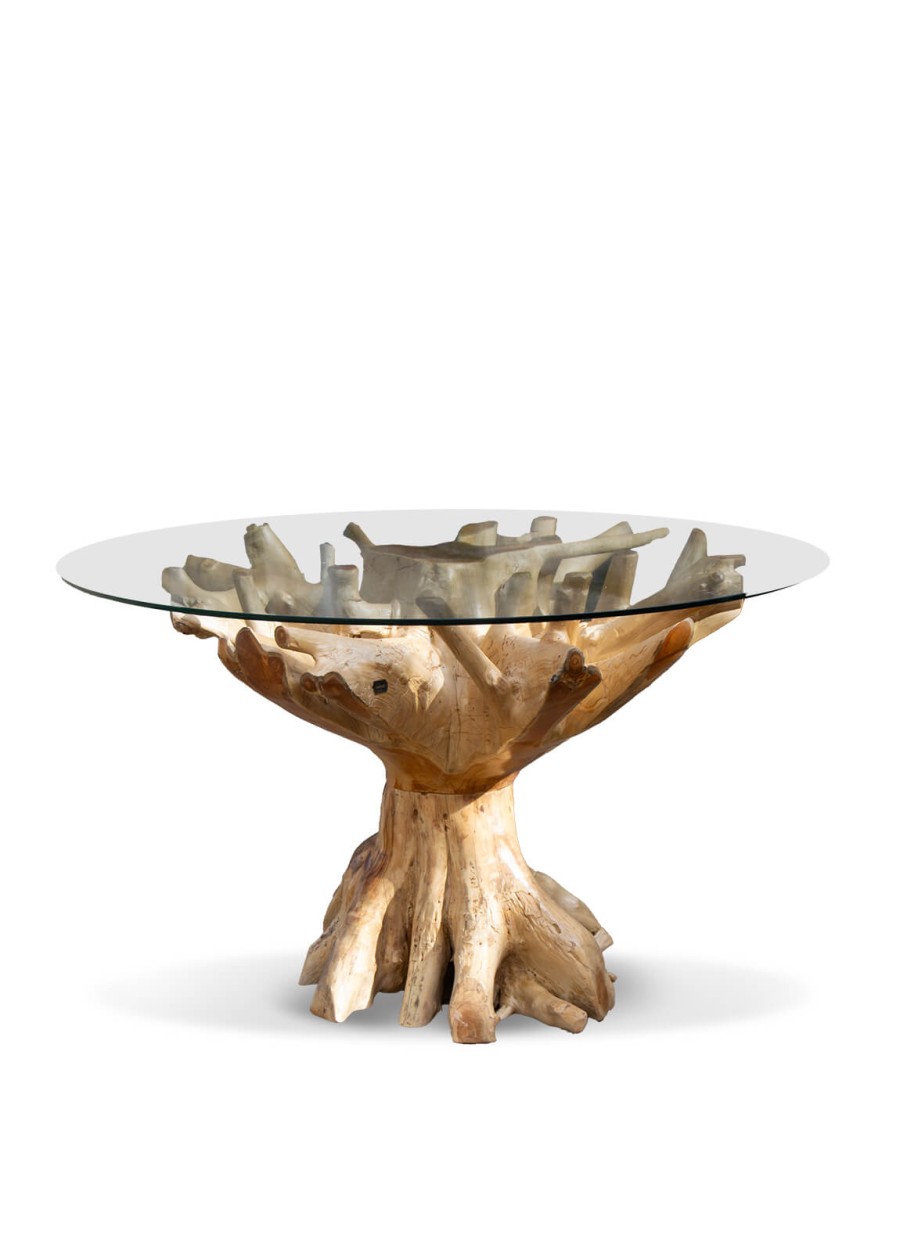 Mesa Raíz Teka Blanqueada Con Cristal...