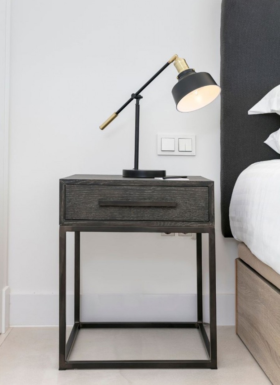 Mesita Túnez Roble Grisaceo y Metal...