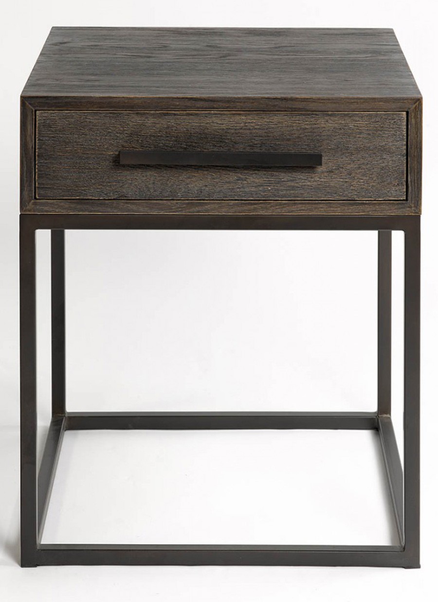 Mesita Túnez Roble Grisaceo y Metal...