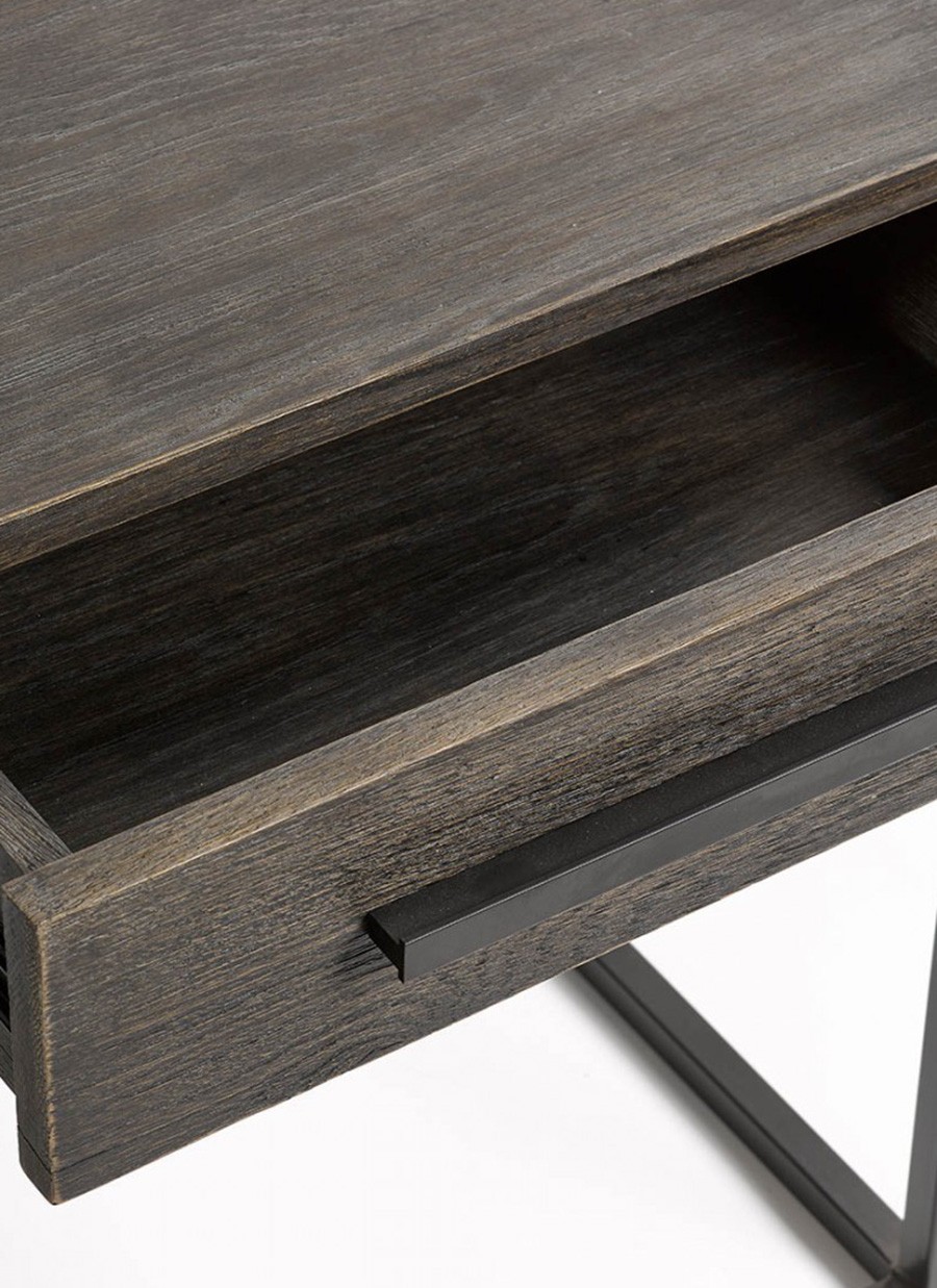 Mesita Túnez Roble Grisaceo y Metal...