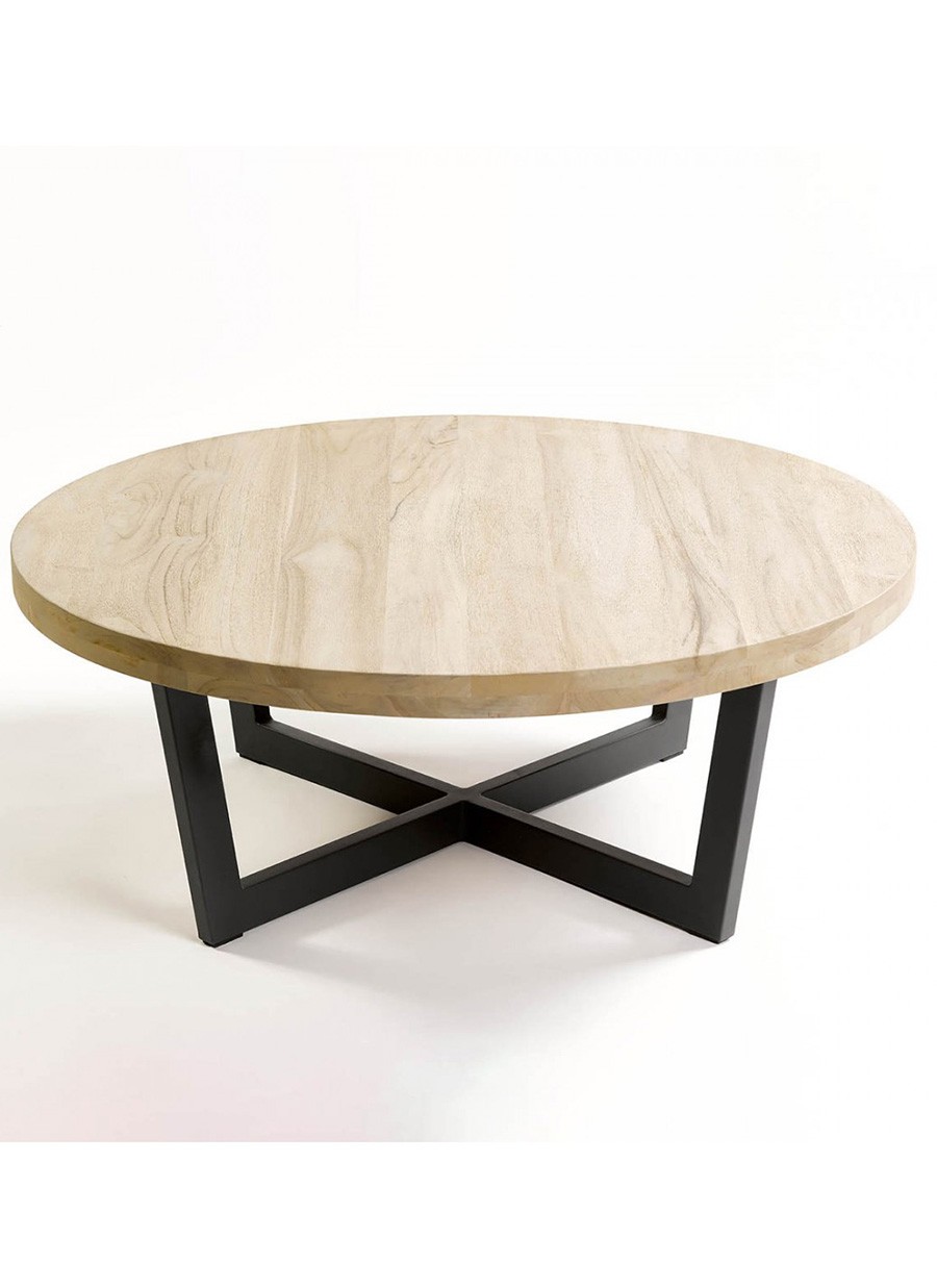 Mesa Malta Grafito y Teca 100x100x39 cm