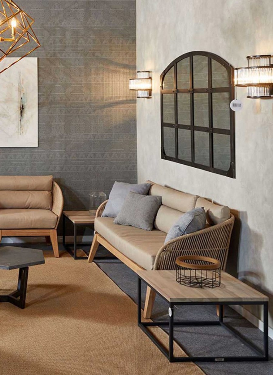 Mesa Milly Grafito y Teca 60x60x38,5 cm