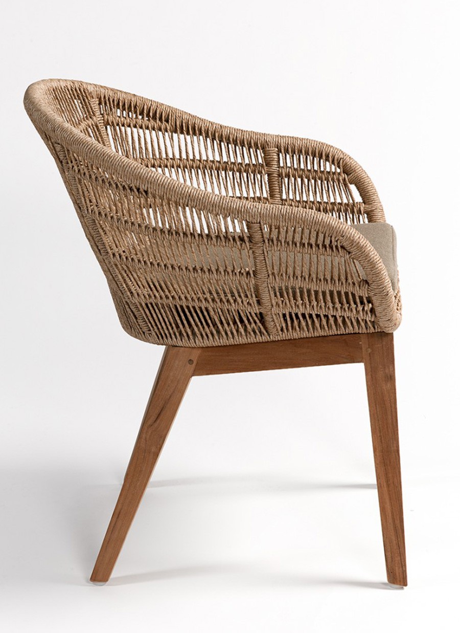Silla Teca y Cuerda 62x62x81 cm