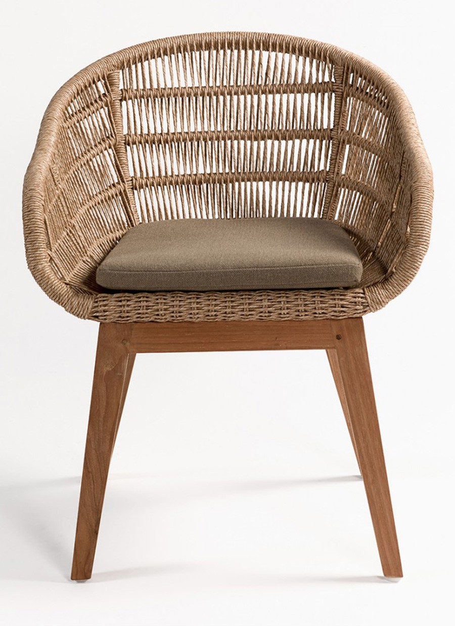 Silla Teca y Cuerda 62x62x81 cm