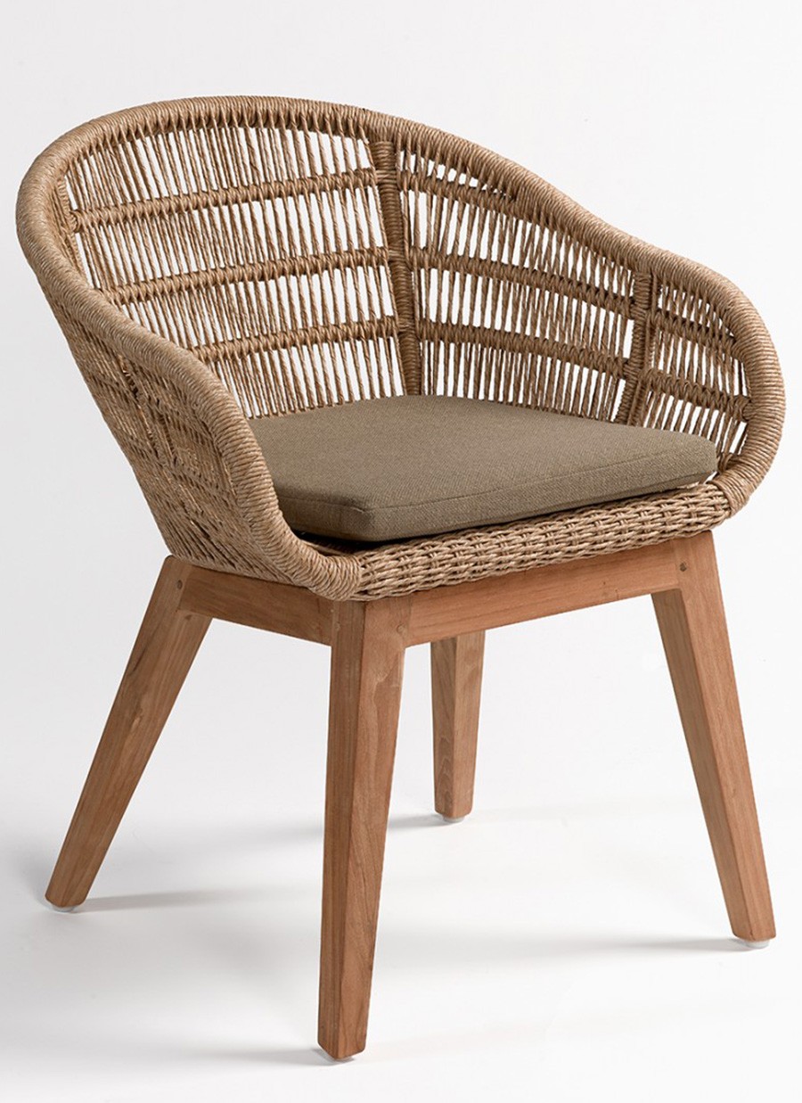 Silla Teca y Cuerda 62x62x81 cm