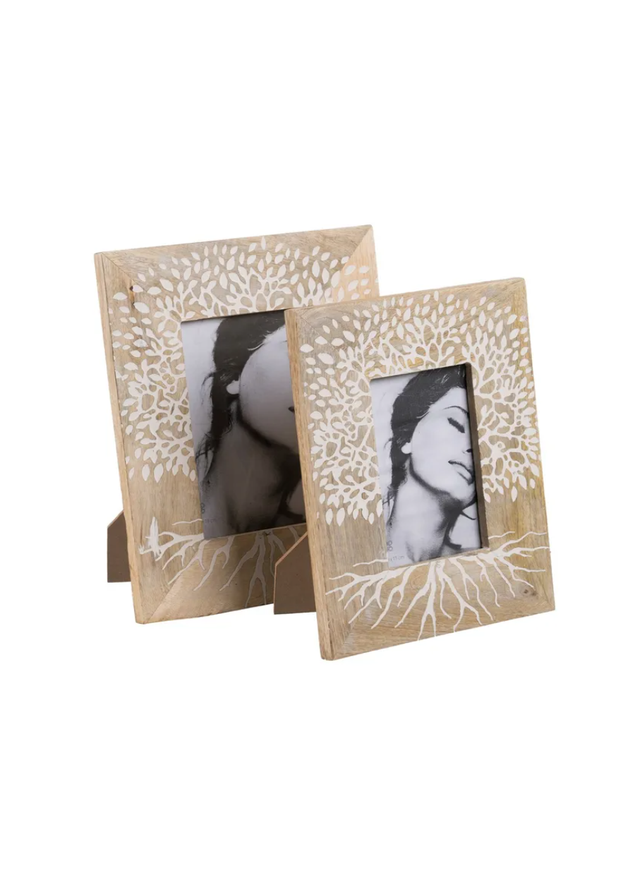 Portafotos Blanco-Natural 20x2x25cm