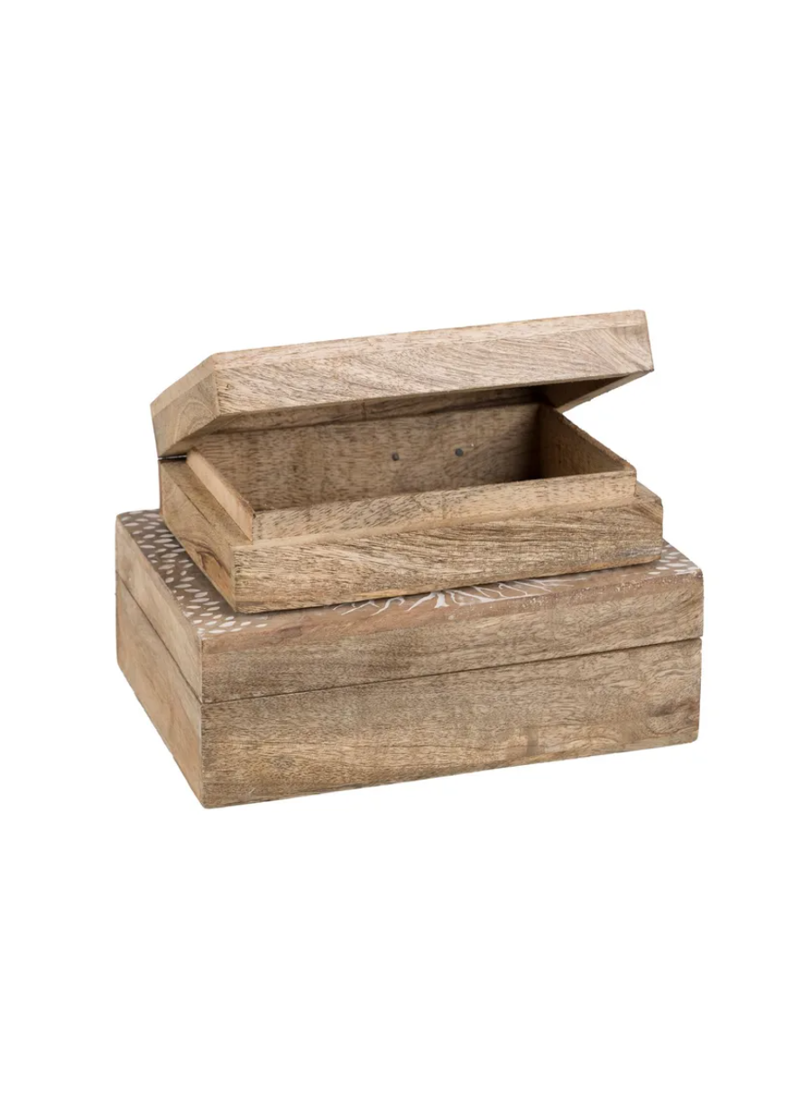 Set 2 Cajas Blanco-Natural 25x18x9cm