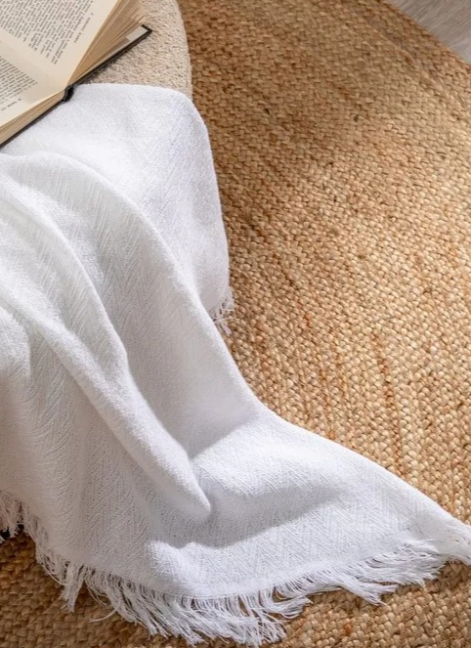 Plaid Espiga Blanco Algodón...