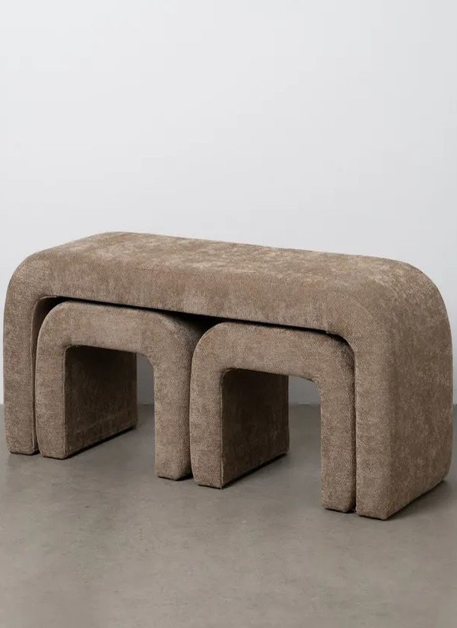 Banqueta Iker Taupe Tejido 126x46x50 cm