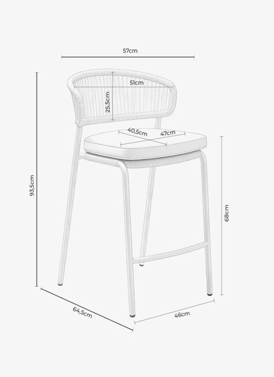 Taburete Louki Beige 57x64,5x93,5cm