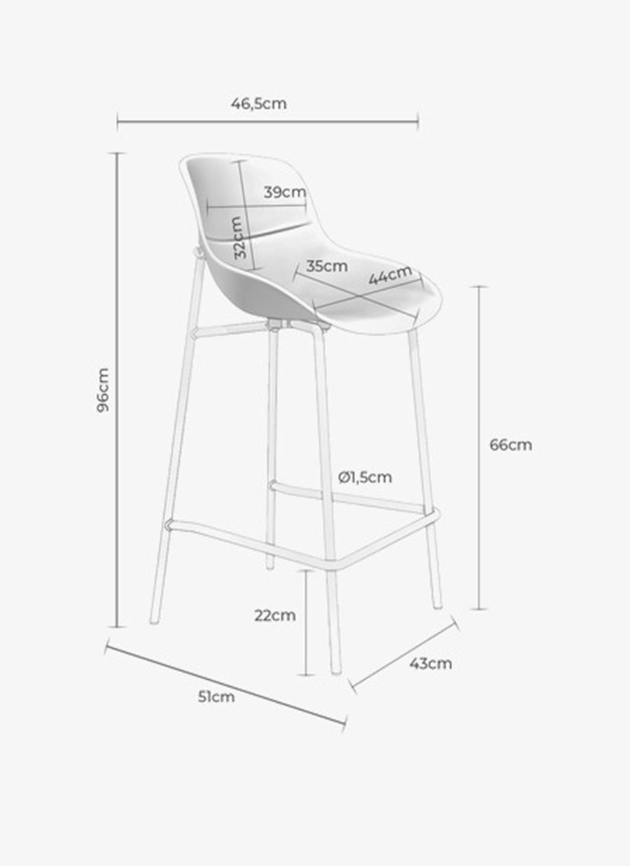 Taburete Tossa Verde 46,5x51x96 cm