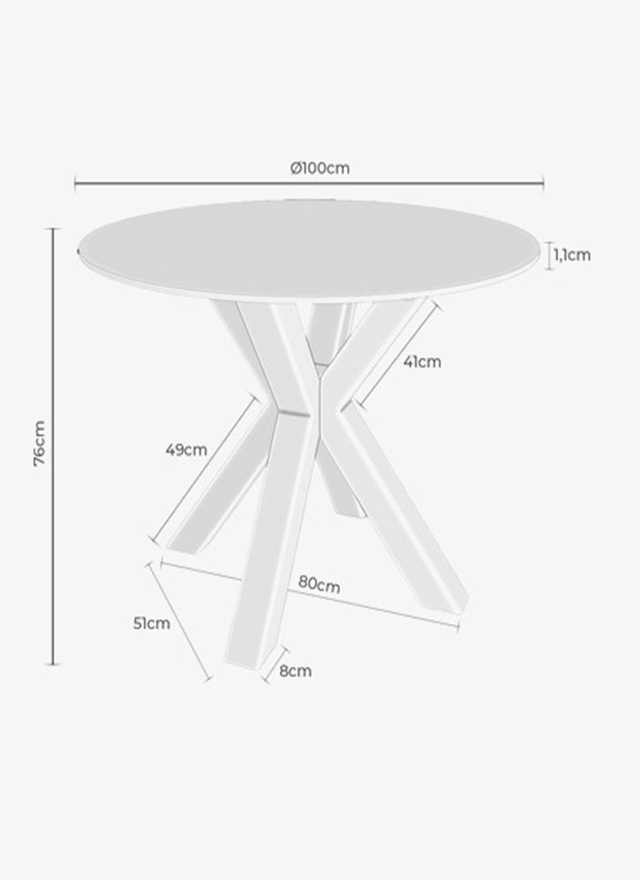 Mesa Andamo Blanco 100x100x76 cm